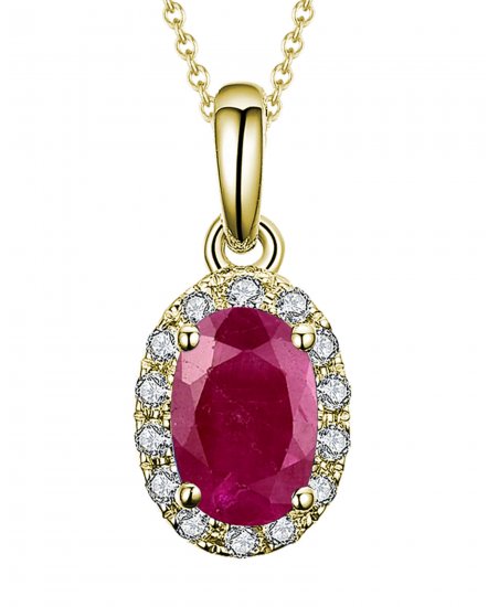 OVAL COLORED STONE DIAMOND PENDANT (VP407)